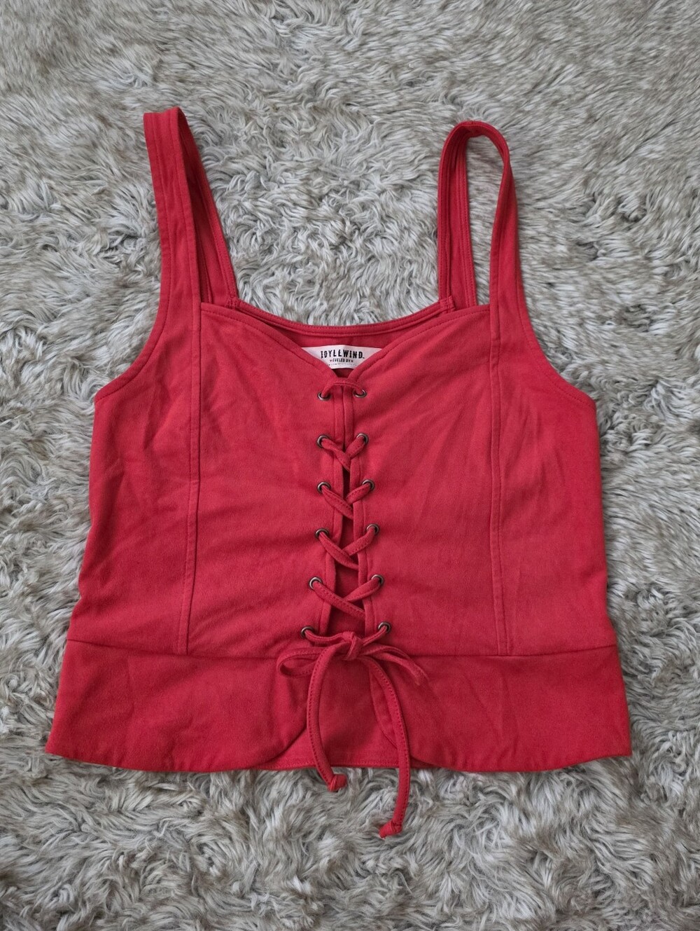 Idyllwind Eastland Faux Suede Lace-up Corset Coral Red Women's Size Small